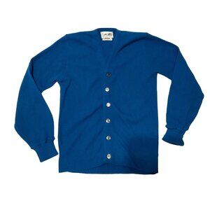 VTG 60s BLUE CARDIGAN SWEATER SZ S MR PRO CALIFORNIA 100% VIRGIN ORLAN ACRYLIC